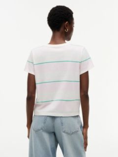 Embroidered Script Logo Striped T-Shirt — Pink Lily 4