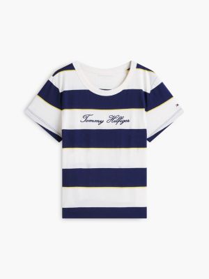 Женские футболки Tommy Hilfiger Embroidered Script Logo Striped T-Shirt — фото 5