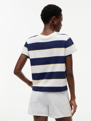 Женские футболки Tommy Hilfiger Embroidered Script Logo Striped T-Shirt — фото 4