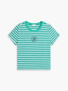 Nautical Script Monogram Striped T-Shirt — Cosmic Green 5