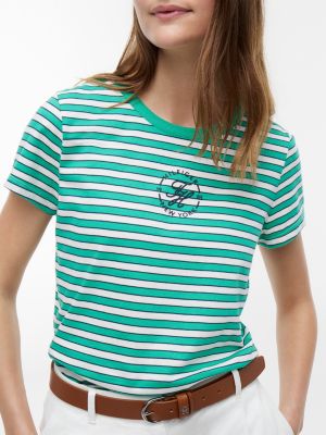 Женские футболки Tommy Hilfiger Nautical Script Monogram Striped T-Shirt — фото 3