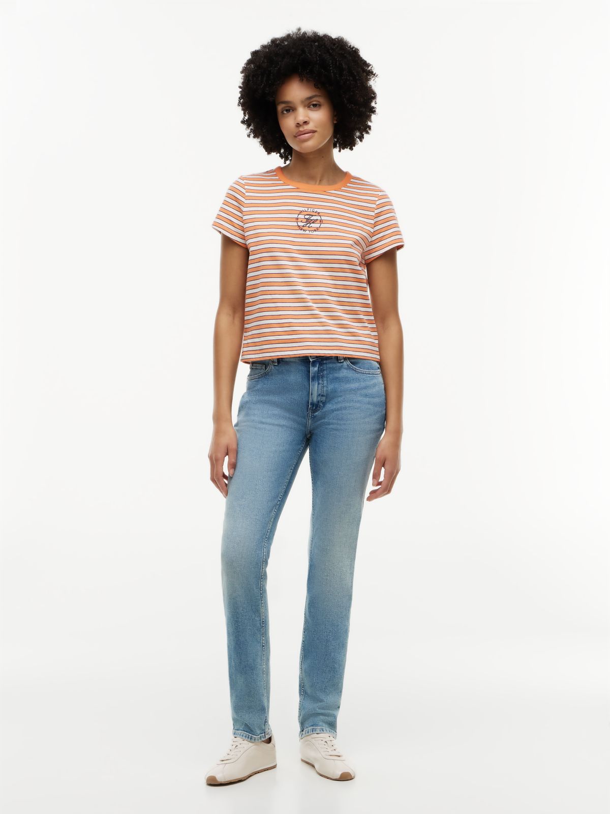 Nautical Script Monogram Striped T-Shirt — Papaya Ray