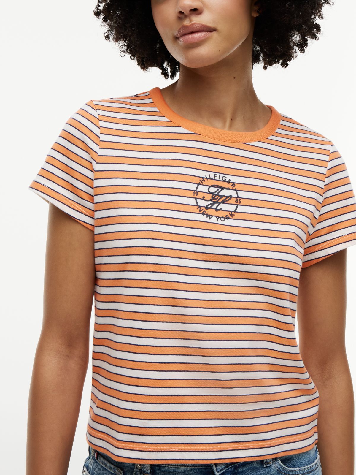 Nautical Script Monogram Striped T-Shirt — Papaya Ray