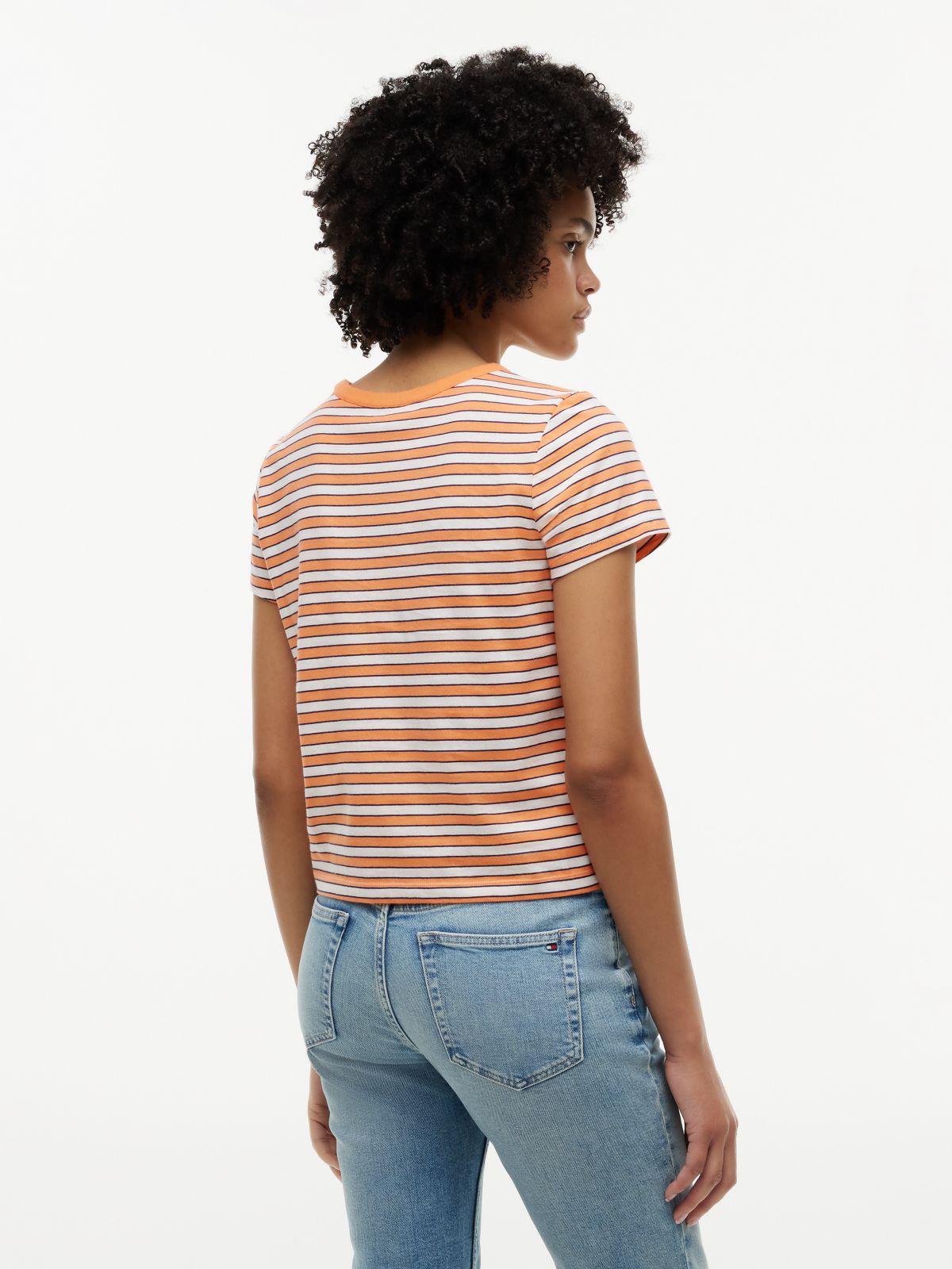 Nautical Script Monogram Striped T-Shirt — Papaya Ray