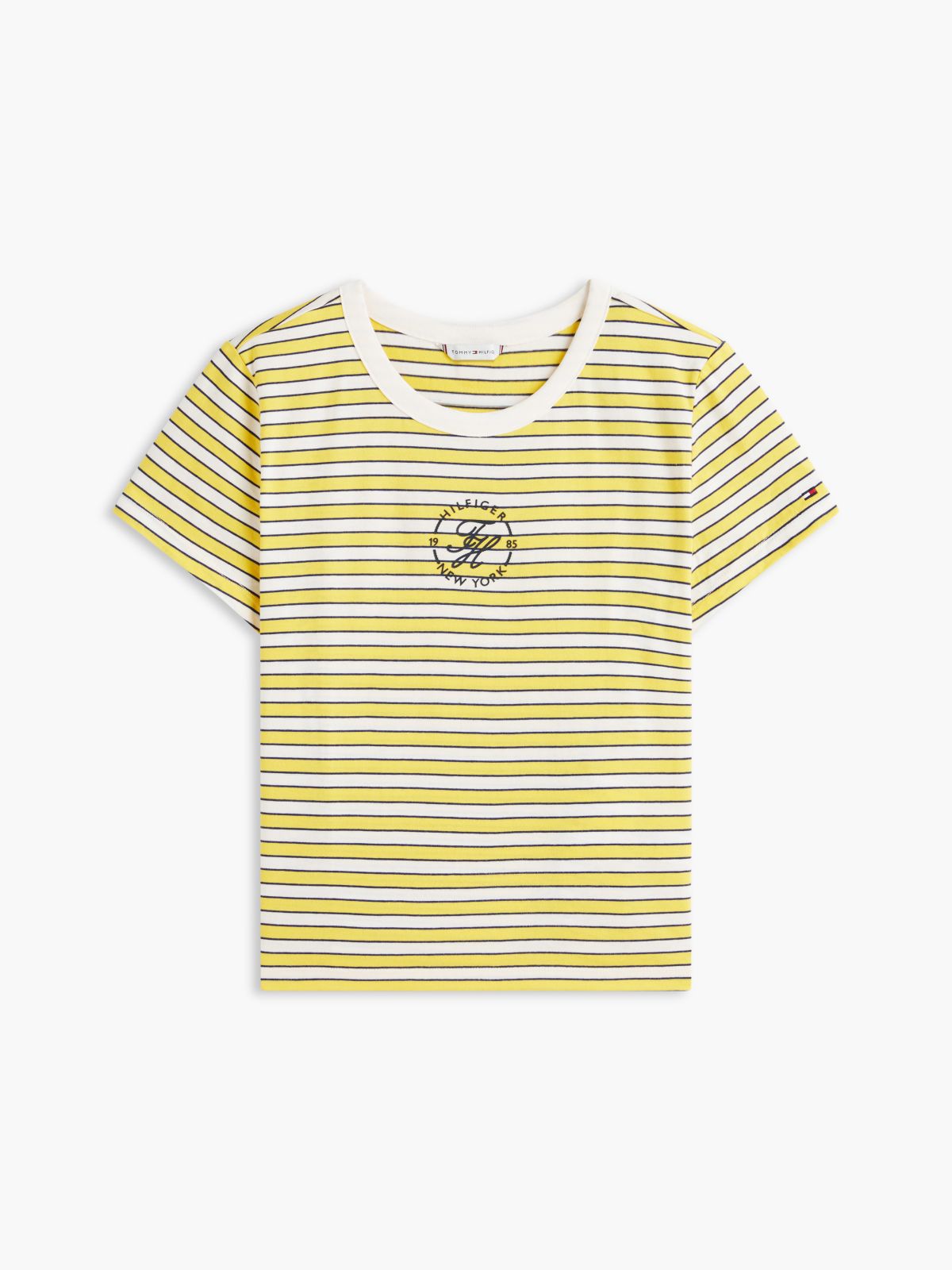 Nautical Script Monogram Striped T-Shirt — Star Fruit Yellow