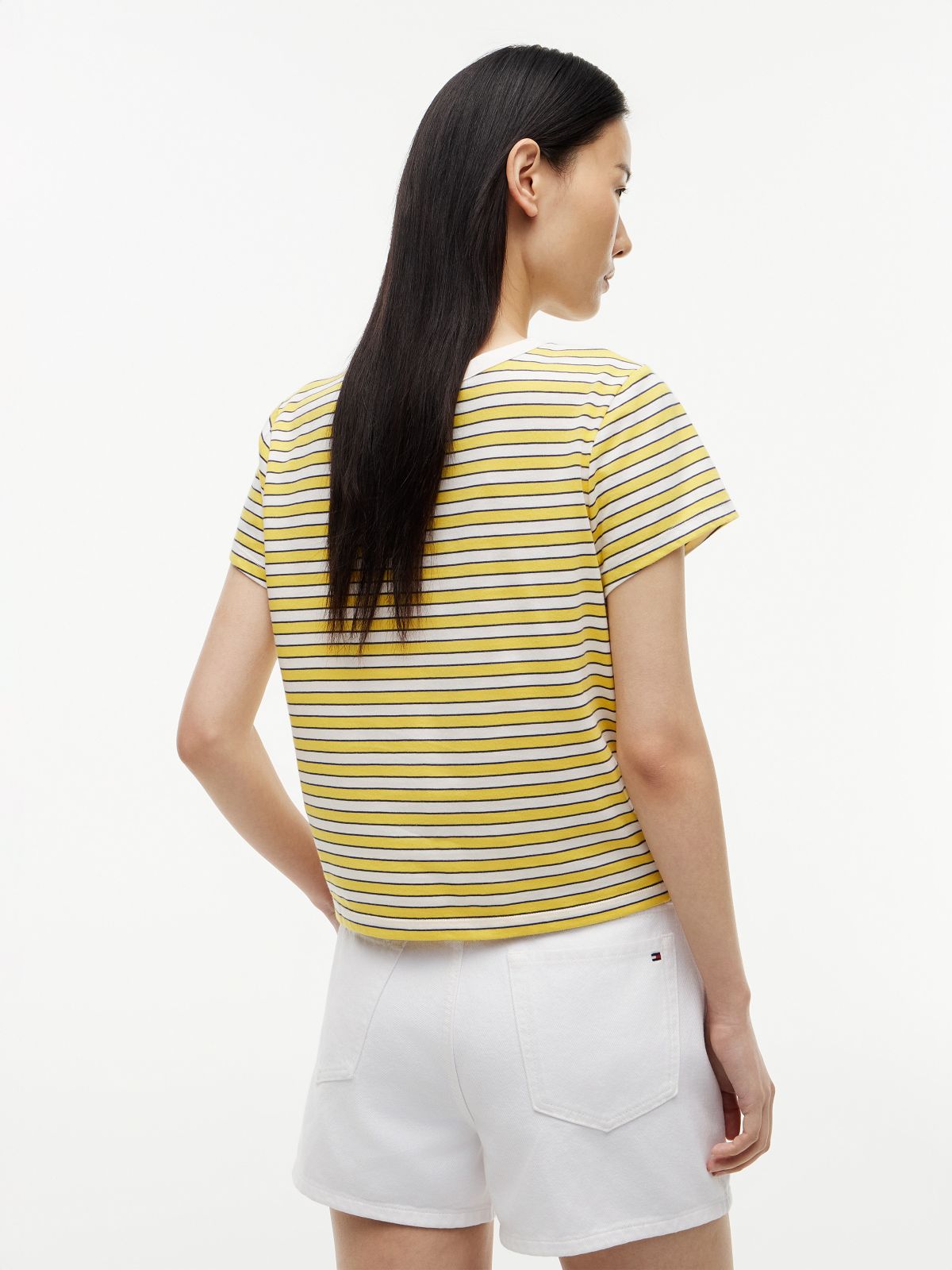 Nautical Script Monogram Striped T-Shirt — Star Fruit Yellow