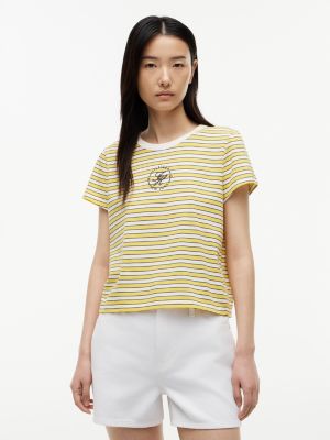 Nautical Script Monogram Striped T-Shirt, Star Fruit Yellow