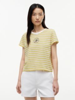 Nautical Script Monogram Striped T-Shirt — Star Fruit Yellow 1