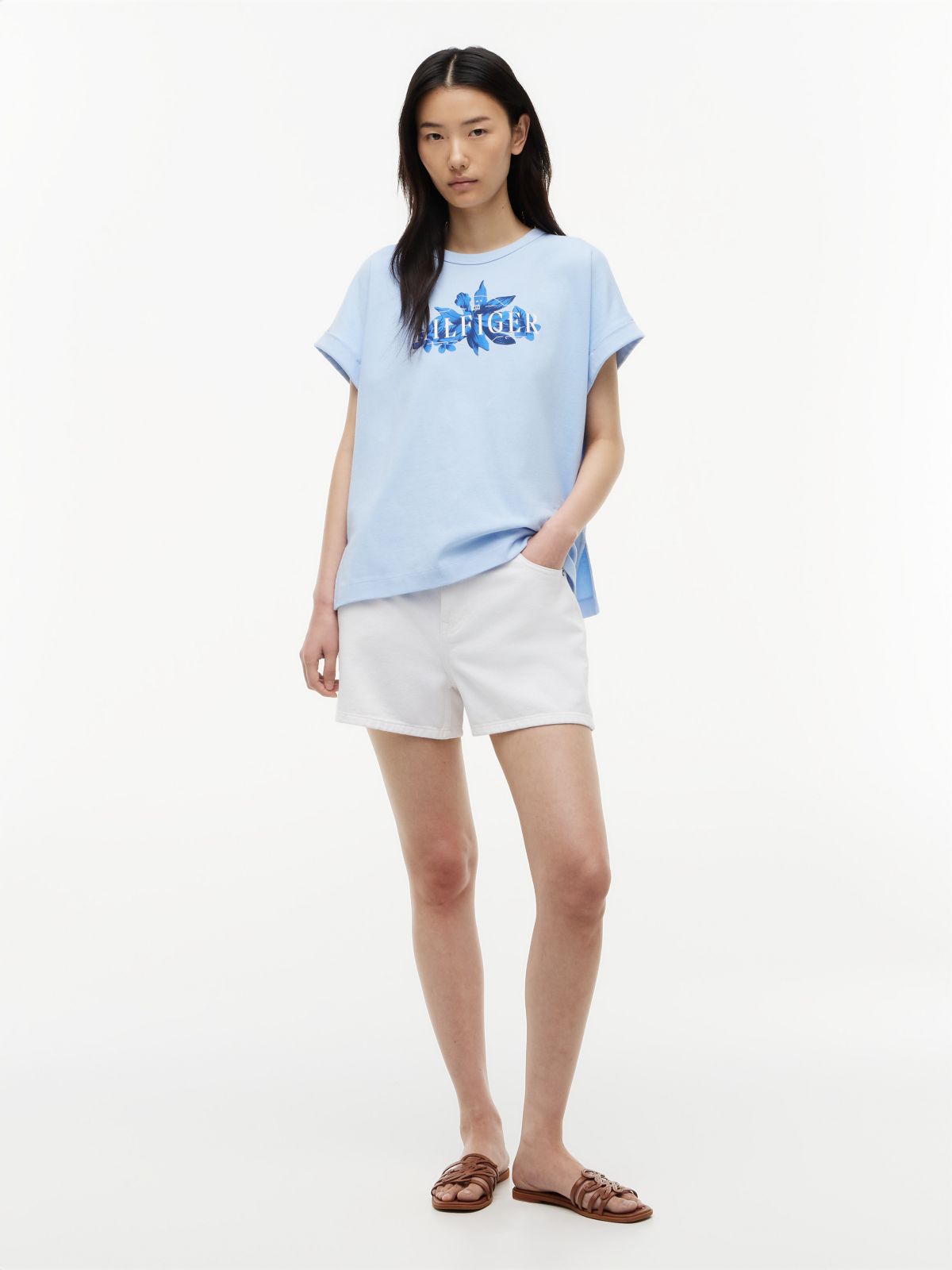 Floral Hilfiger Logo T-Shirt — Sweet Blue
