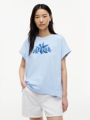 Floral Hilfiger Logo T-Shirt, Sweet Blue