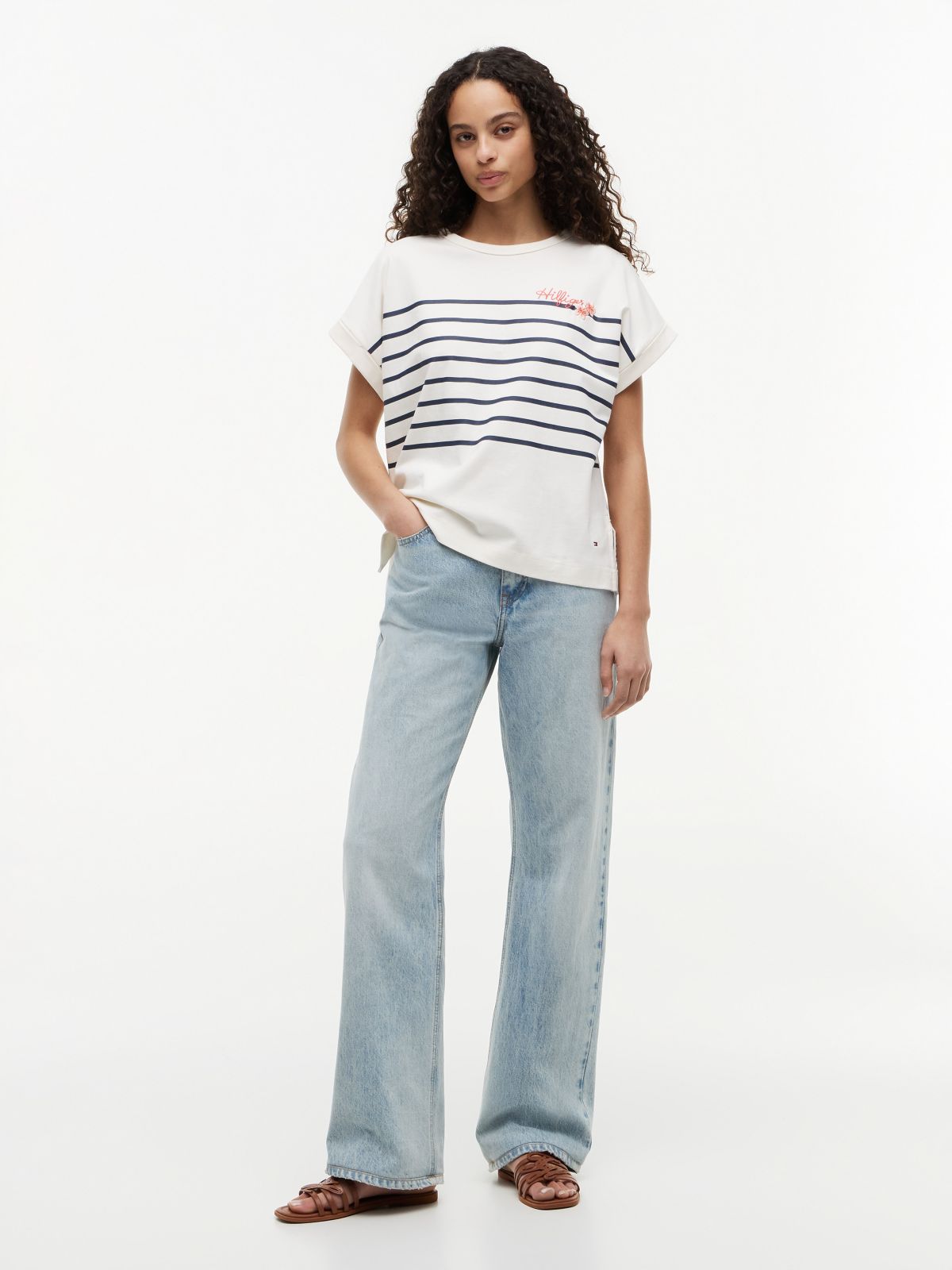Floral Hilfiger Logo T-Shirt — Ivory Silk