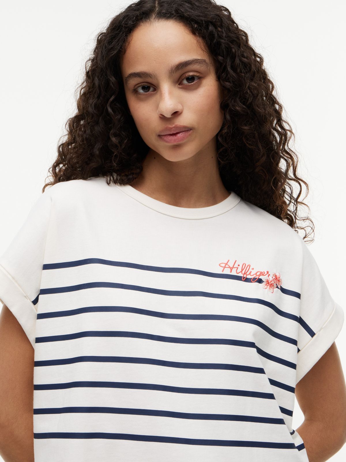 Floral Hilfiger Logo T-Shirt — Ivory Silk