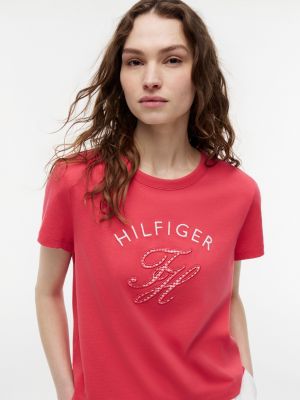 Женские футболки Tommy Hilfiger Gingham Script Monogram T-Shirt — фото 3