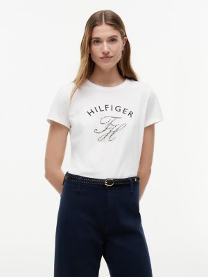 Gingham Script Monogram T-Shirt, Ecru