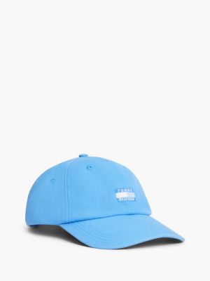 Tommy Hilfiger Tonal Flag Logo Canvas Baseball Cap In Blue