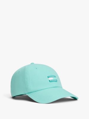 Tommy Hilfiger Tonal Flag Logo Canvas Baseball Cap In Green