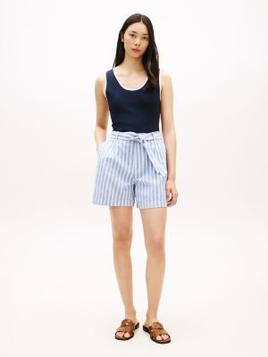Женские брюки Tommy Hilfiger Belted Striped Linen-Blend Short — фото 2