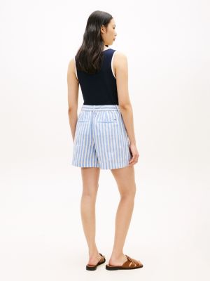 Женские брюки Tommy Hilfiger Belted Striped Linen-Blend Short — фото 4