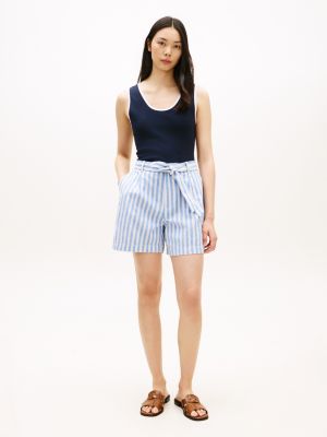 Belted Striped Linen-Blend Short from Tommy Hilfiger - $41.70