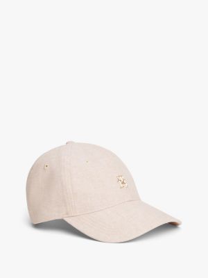 Monogram Logo Linen-Blend Baseball Cap, Clayed Pebble