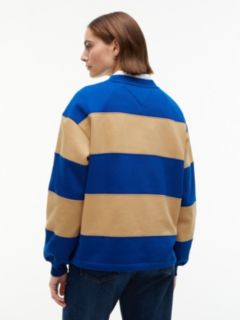 Varsity Logo Rugby Stripe Sweatshirt — Anchor Blue 4
