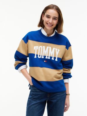 Varsity Logo Rugby Stripe Sweatshirt, Anchor Blue