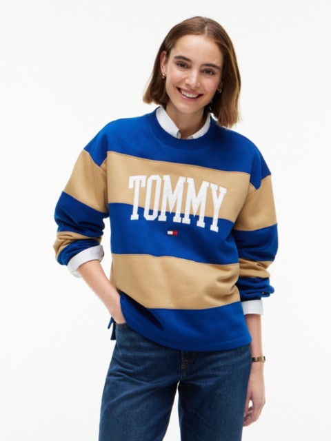 Женские худи Tommy Hilfiger Varsity Logo Rugby Stripe Sweatshirt