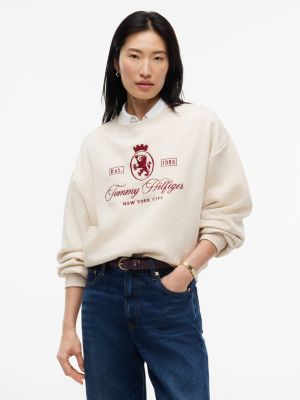 Relaxed Fit Crest Logo Sweatshirt, Sugar Cane