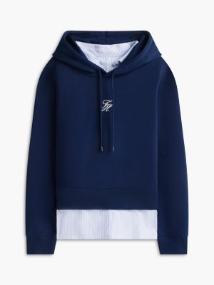 Женское худи Tommy Hilfiger Layered-Look Relaxed Fit, цвет: Карбоновый тёмно-синий — фото 5