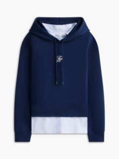 Layered-Look Relaxed Fit Hoodie — Carbon Navy 5