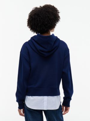 Женское худи Tommy Hilfiger Layered-Look Relaxed Fit, цвет: Карбоновый тёмно-синий — фото 4