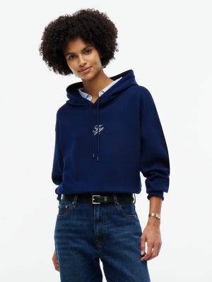 Layered-Look Relaxed Fit Hoodie, Carbon Navy