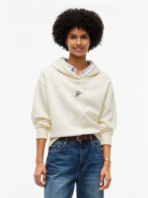 Layered-Look Relaxed Fit Hoodie, Rich Cream