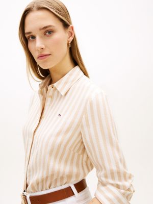 Женские рубашки Tommy Hilfiger Relaxed Fit Stripe Linen-Blend Shirt — фото 2
