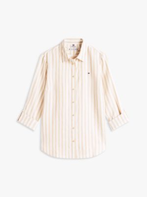 Женские рубашки Tommy Hilfiger Relaxed Fit Stripe Linen-Blend Shirt — фото 5