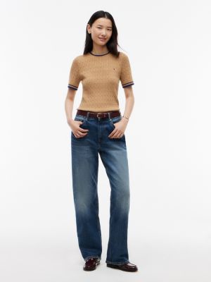 Женские свитеры Tommy Hilfiger Short-Sleeve Cable Knit Tipped Sweater — фото 2