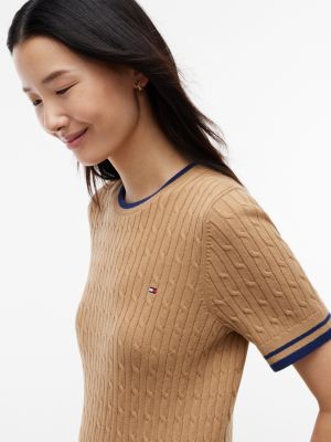 Женские свитеры Tommy Hilfiger Short-Sleeve Cable Knit Tipped Sweater — фото 3