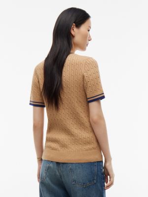 Женские свитеры Tommy Hilfiger Short-Sleeve Cable Knit Tipped Sweater — фото 4