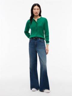 Tipped Cable Knit Cardigan — Nouveau Green 2