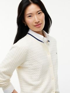Tipped Cable Knit Cardigan — Rich Cream 3