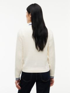 Tipped Cable Knit Cardigan — Rich Cream 4