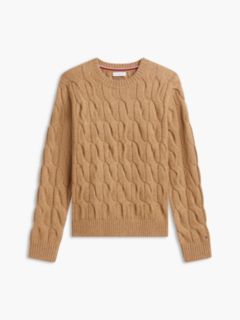 TH Soft Touch Cable Knit Crewneck Sweater — Brown 5