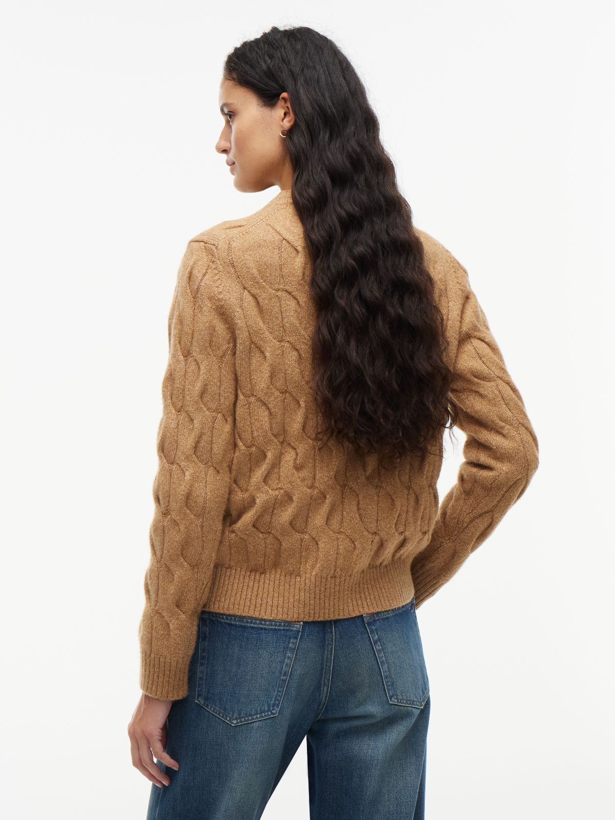 TH Soft Touch Cable Knit Crewneck Sweater — Brown