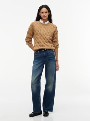 TH Soft Touch Cable Knit Crewneck Sweater, Brown