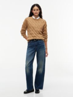 TH Soft Touch Cable Knit Crewneck Sweater — Brown 1