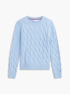 TH Soft Touch Cable Knit Crewneck Sweater — Well Water 5