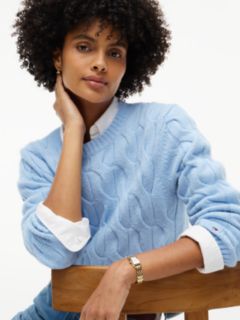 TH Soft Touch Cable Knit Crewneck Sweater — Well Water 3