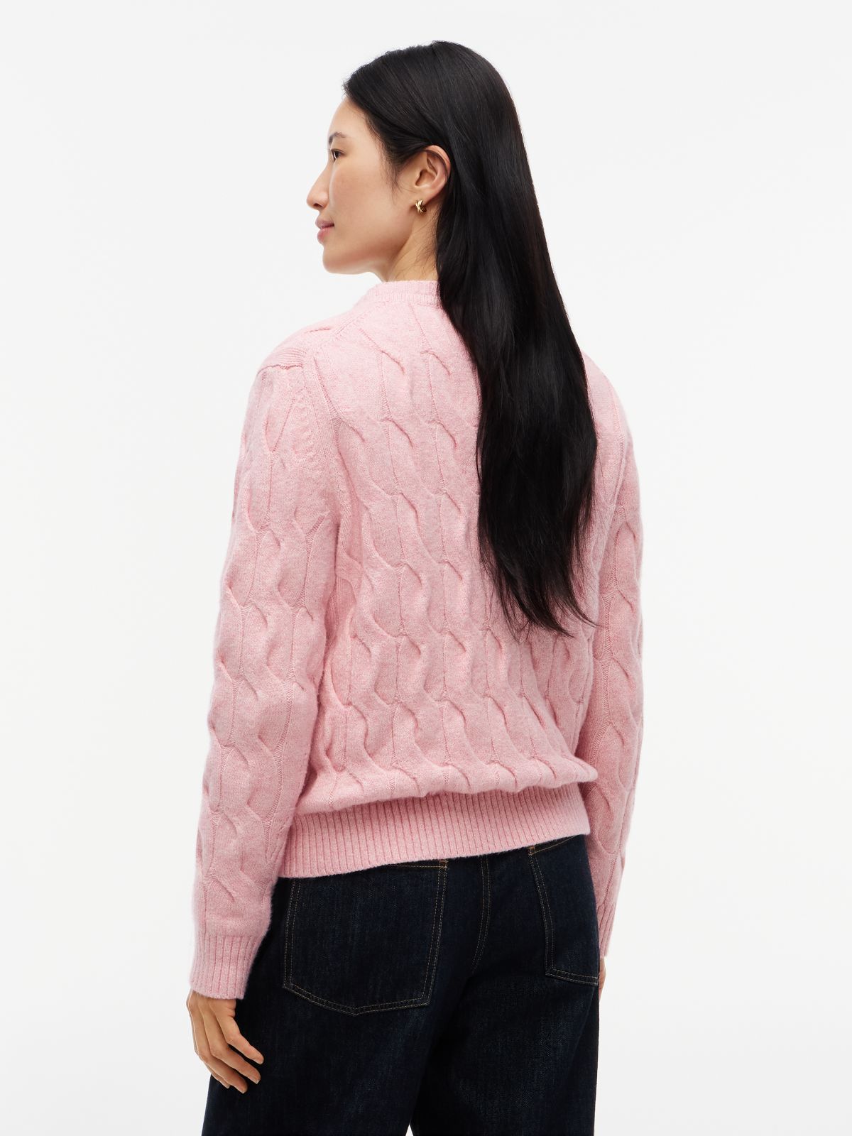 TH Soft Touch Cable Knit Crewneck Sweater — Pink