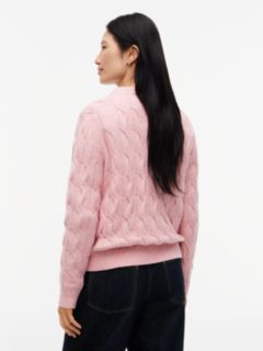 TH Soft Touch Cable Knit Crewneck Sweater — Pink 4