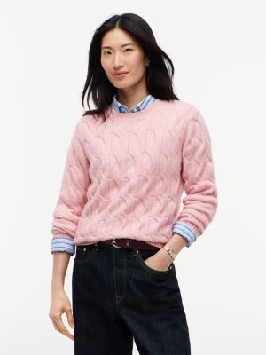 TH Soft Touch Cable Knit Crewneck Sweater, Pink